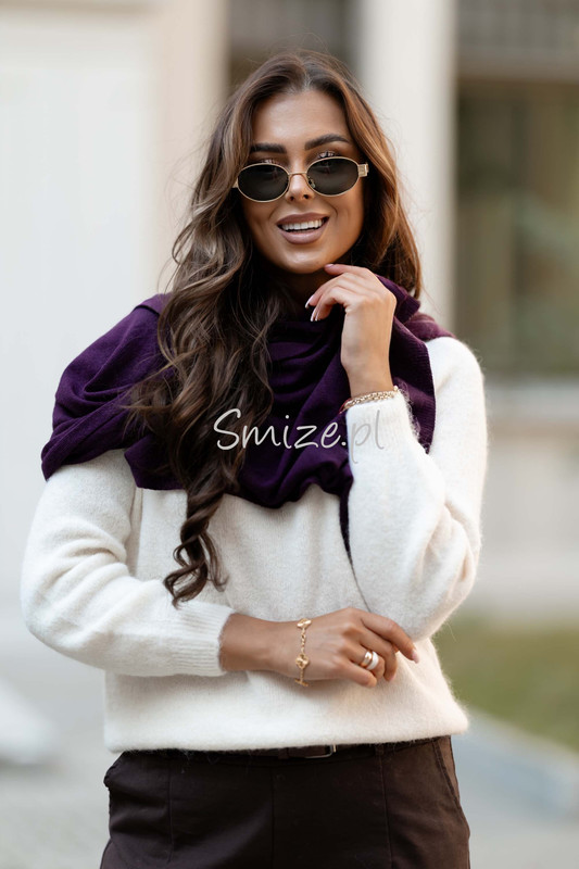 Szal kaszmirowy bakłażan CASHMERE