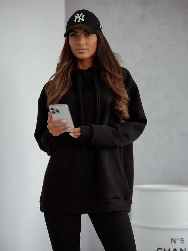 Komplet basic, Bluza ocieplana z legginsami SOFT SET czarny