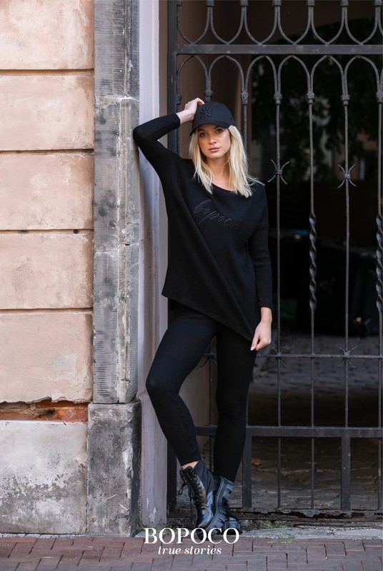 Bluza z dzianiny swetrowej YOGA BOPOCO / czarna