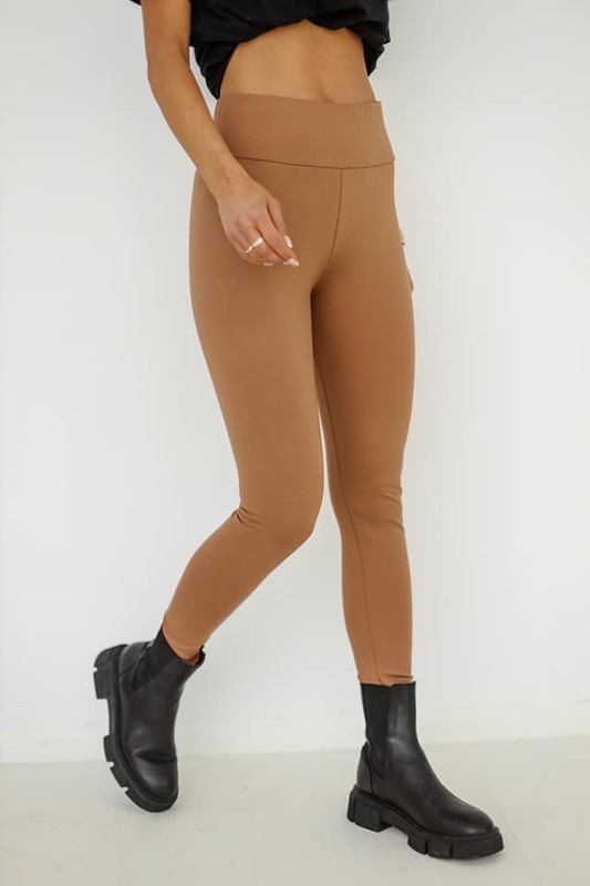 Legginsy bezszwowe FITNESS Me Gusta / camel