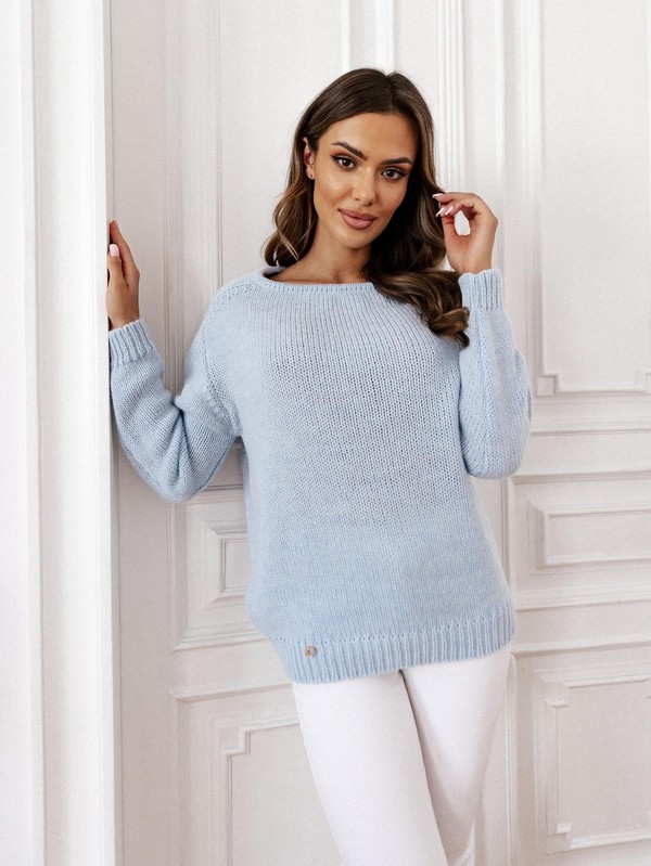 Sweter damski wełna moher premium Sisi Madame Sue, baby blue
