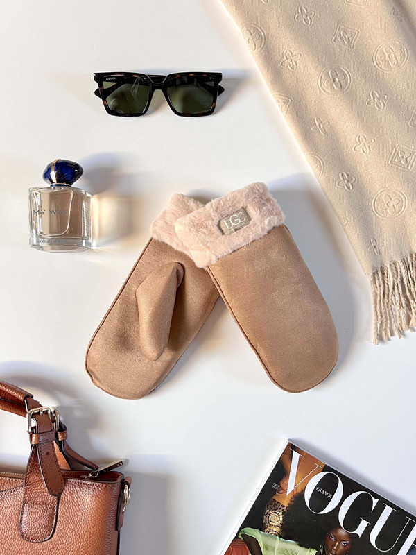 Rękawiczki jednopalczaste - ciepłe i stylowe - camel