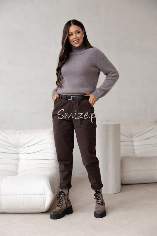 Sweter z golfem baby alpaka, fango