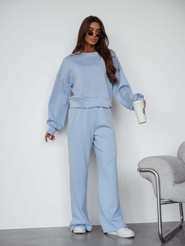 Komplet dresowy bez kaptura PASTEL, "Masełko" z wiskozy błękitny