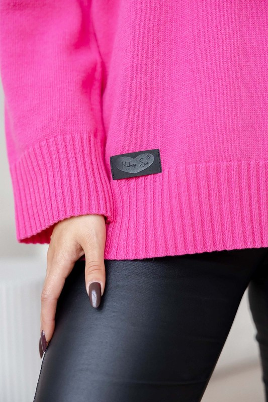 Sweter damski wełniany golf KELLY fuksja Madame Sue