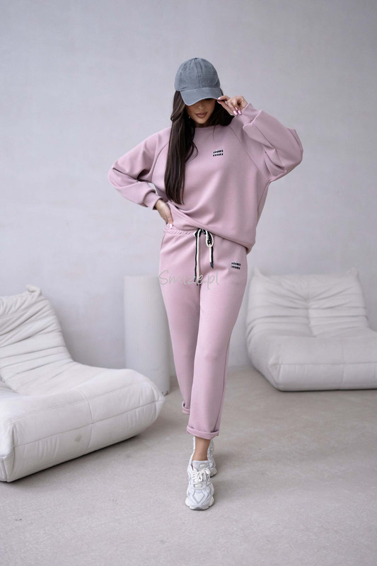 Komplet dresowy masełkowy min min, pudrowy róż