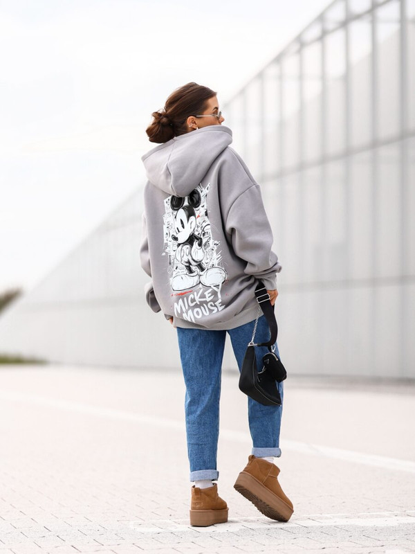 Bluza OVERSIZE Mickey Mouse, stalowy