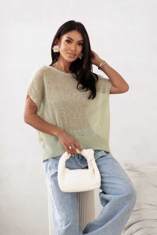 Sweter damski z krótkim rękawem KENIA, alpaka superfine Madame Sue