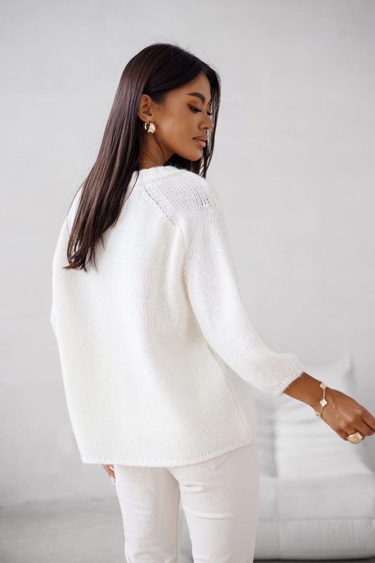 Sweter damski wełna moher premium LISS ecru Madame Sue