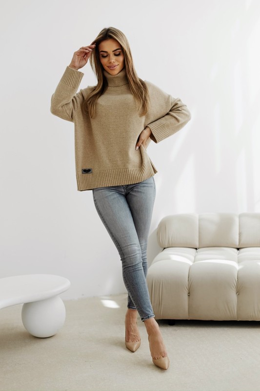 Sweter damski wełniany golf KELLY Madame Sue