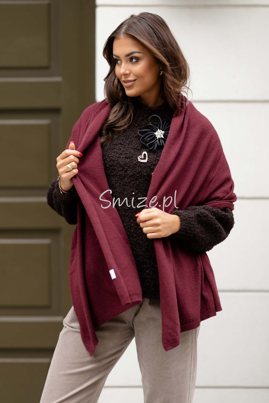 Szal kaszmirowy bordowy CASHMERE
