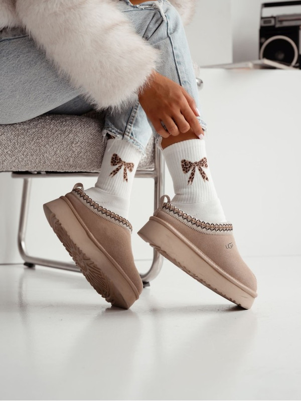 Skarpetki damskie z kokardką w panterkę