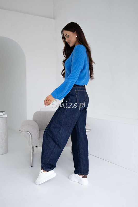 Sweter baby alpaka z dzwonkowymi rękawami, blue