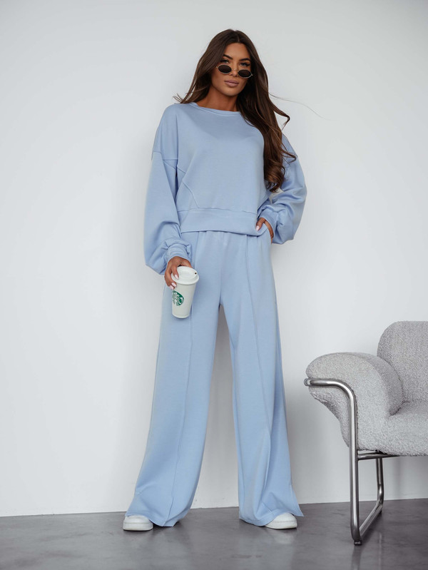Komplet dresowy bez kaptura PASTEL, "Masełko" z wiskozy błękitny