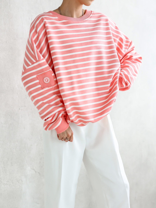 Bluza oversize koralowa w paski
