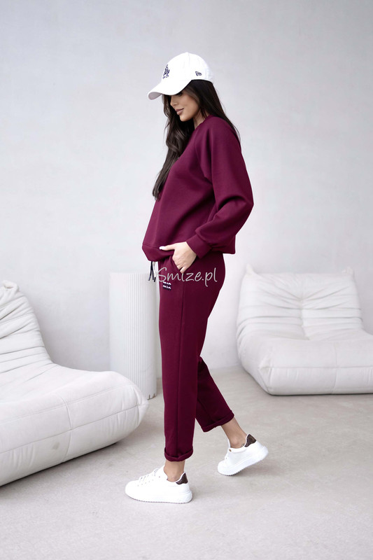 Komplet dresowy masełkowy min min, bordowy