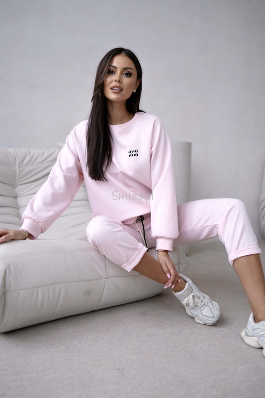 Komplet dresowy masełkowy min min, jasny róż