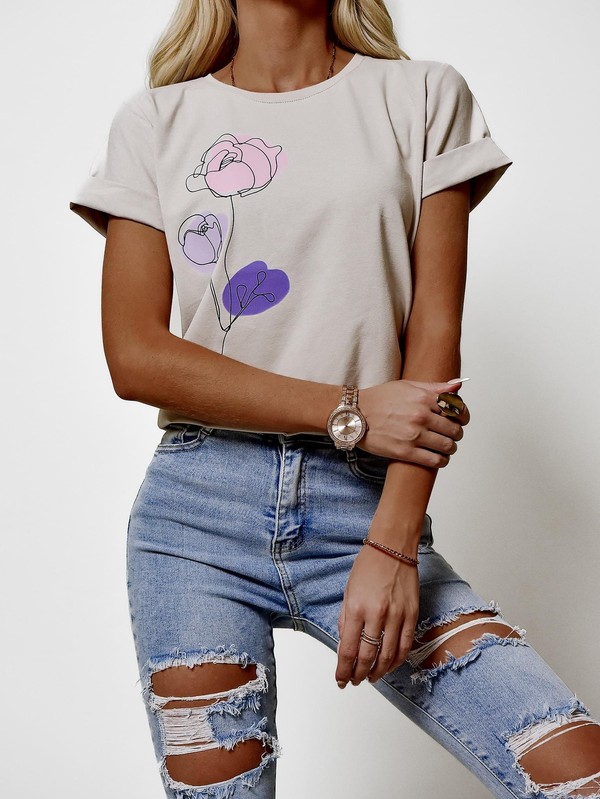 T-shirt Line Art Flowers