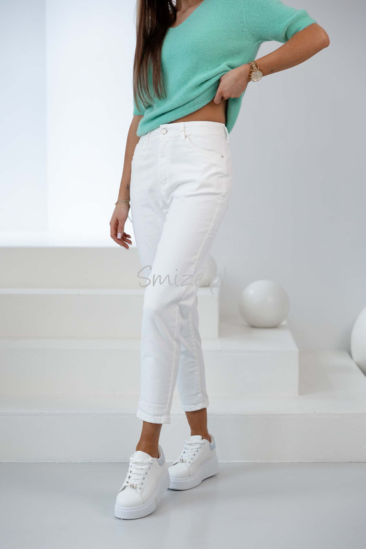 Spodnie jeansowe damskie białe MOM FIT 