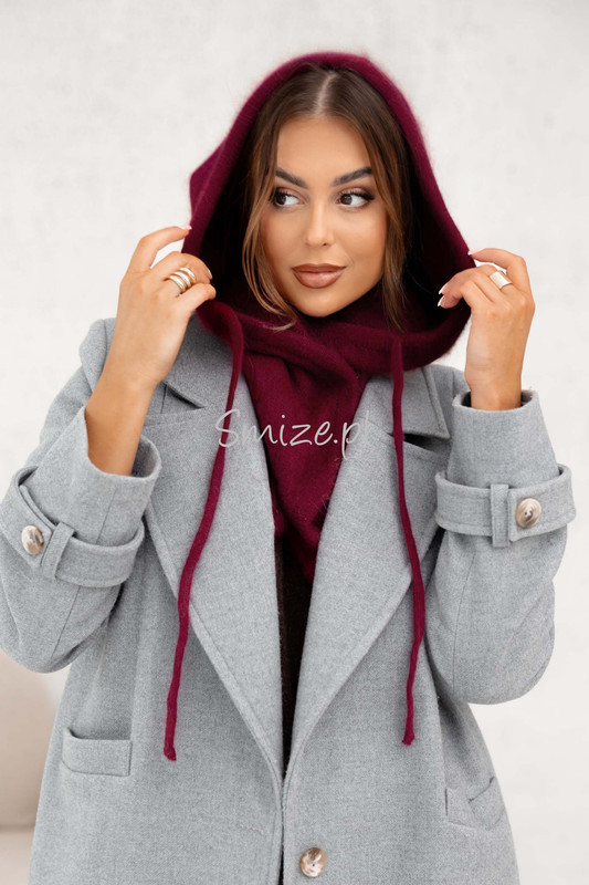 Kominokaptur, balaklawa damska z angory Smize, bordowy