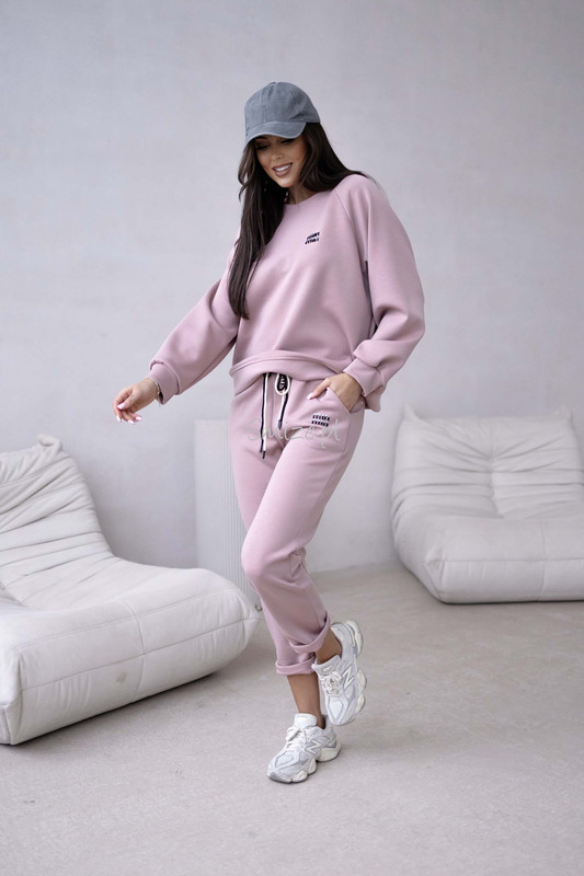 Komplet dresowy masełkowy min min, pudrowy róż