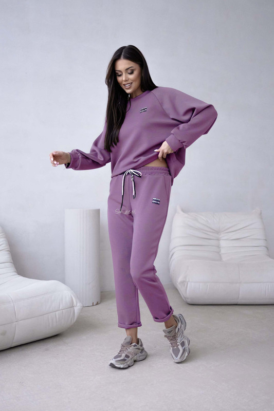 Komplet dresowy masełkowy min min, wrzosowy