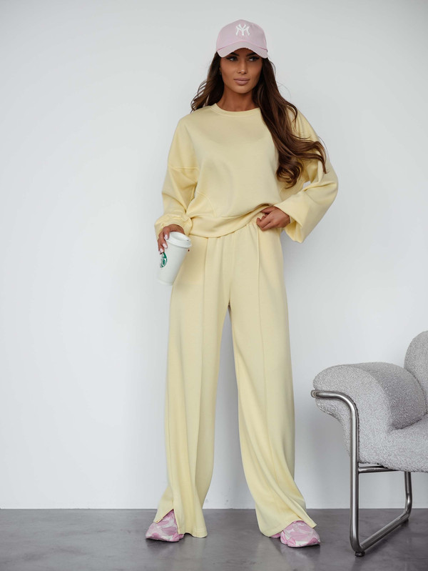 Komplet dresowy bez kaptura PASTEL, "Masełko" z wiskozy bananowy