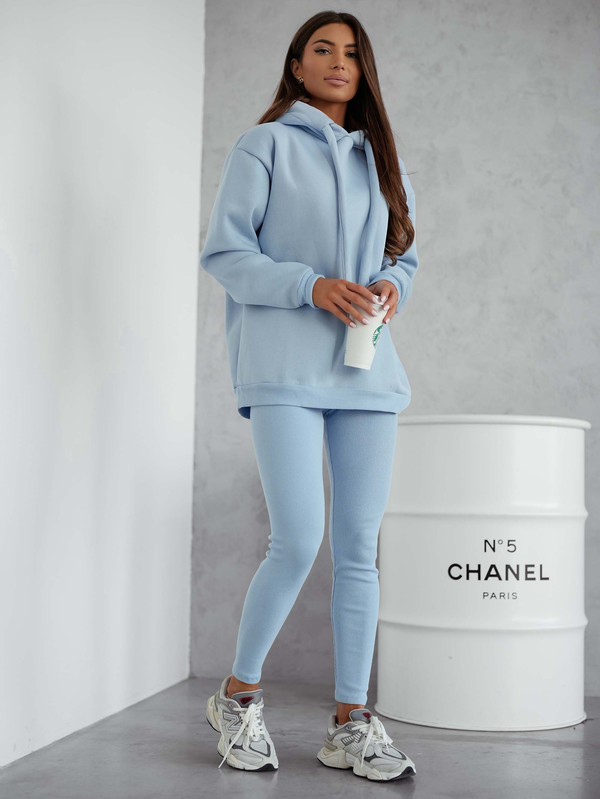Komplet basic, Bluza ocieplana z legginsami SOFT SET błękitny