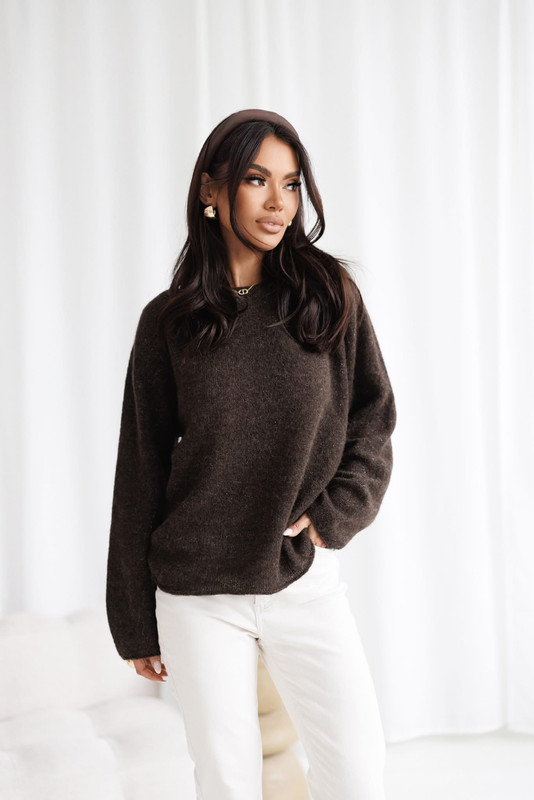 Sweter ADELE baby alpaka z lurexem Madame Sue, czekoladowy
