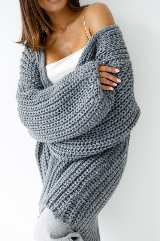 Sweter Kardigan LORI szary Madame Sue