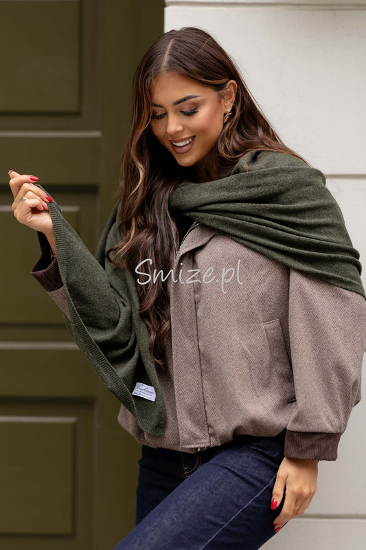 Szal kaszmirowy khaki CASHMERE