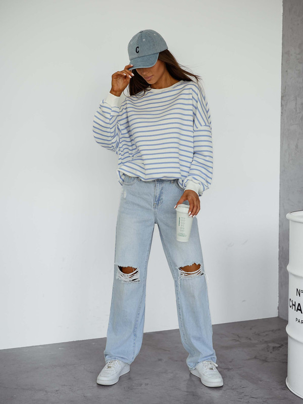 Bluza oversize Stripe w niebieskie paski