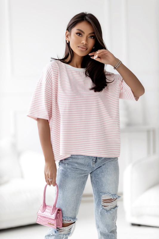 T-shirt oversize w paski Madame Sue