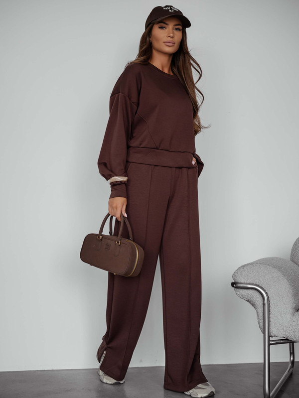 Komplet dresowy bez kaptura PASTEL, "Masełko" z wiskozy czekoladowy