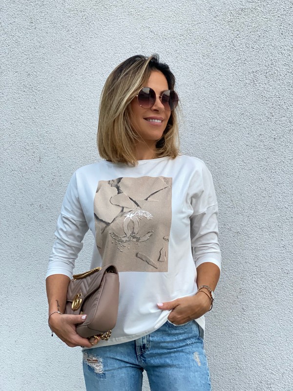 Bluzka Create Casual ecru/beż