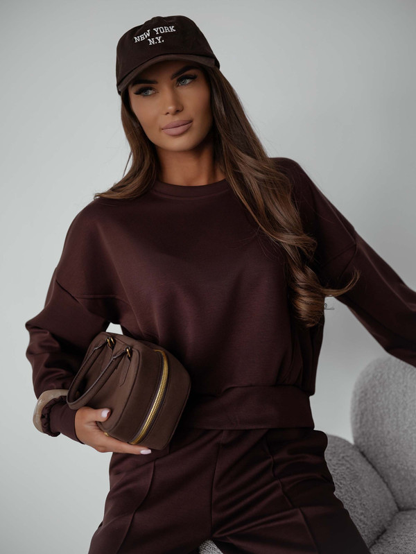 Komplet dresowy bez kaptura PASTEL, "Masełko" z wiskozy czekoladowy