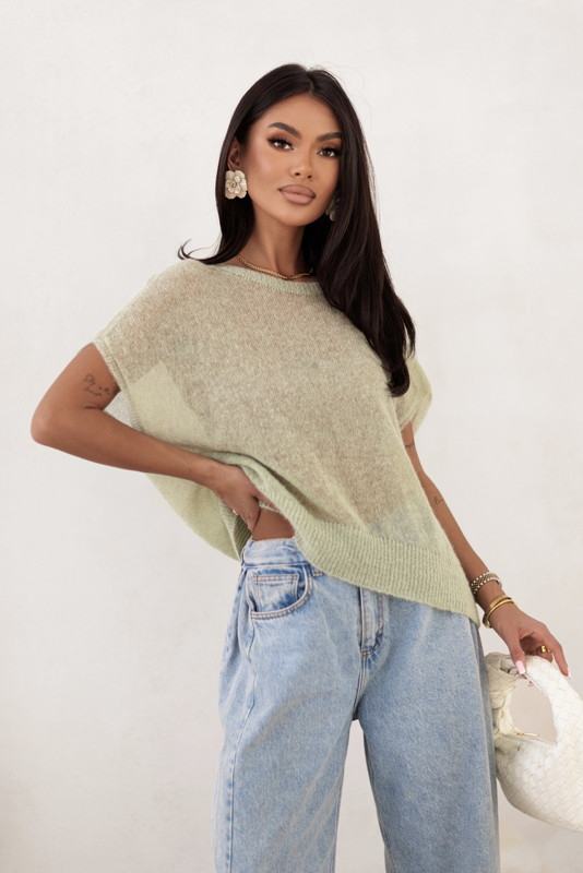 Sweter damski z krótkim rękawem KENIA, alpaka superfine Madame Sue