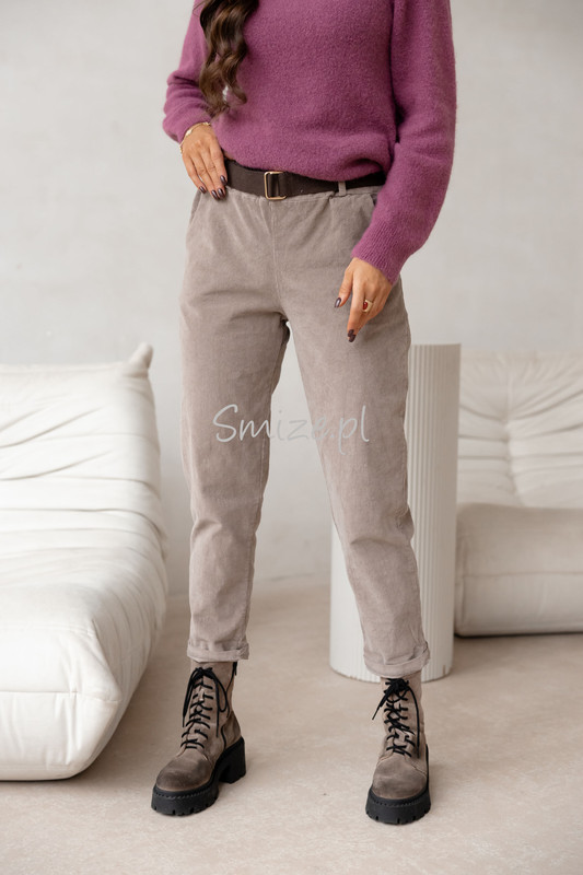 Damskie spodnie sztruksowe, mokka