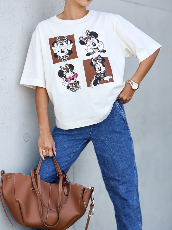 T-shirt UNI Minnie Mouse, śmietankowy