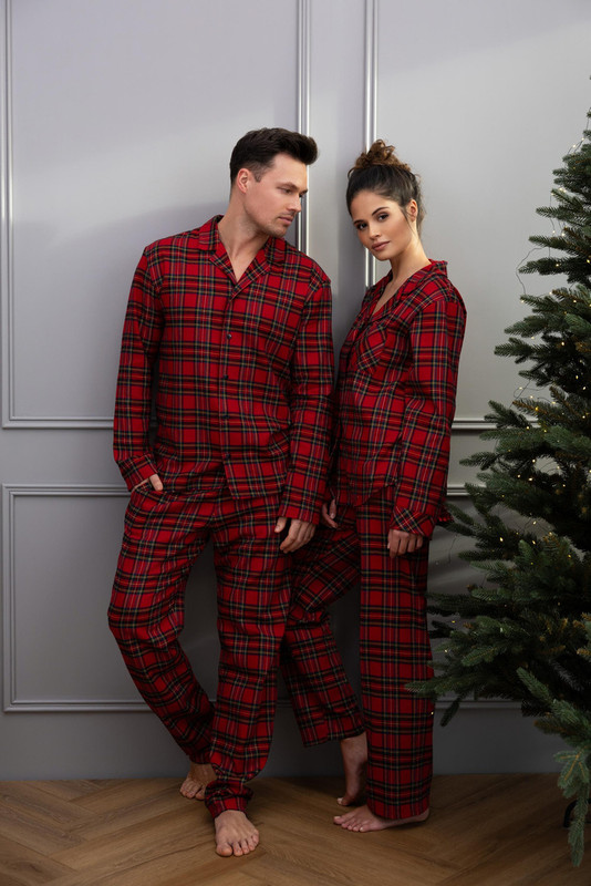 Bawełniana Piżama damska z długim rękawem i długimi spodniami - DAYANA