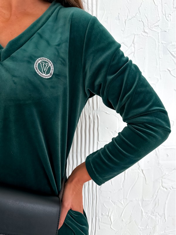 Welurowa sukienka z dekoltem w serek LOREN