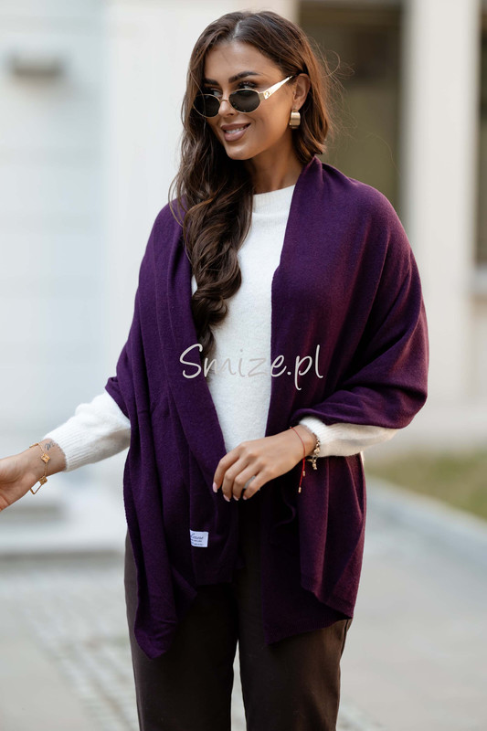 Szal kaszmirowy bakłażan CASHMERE