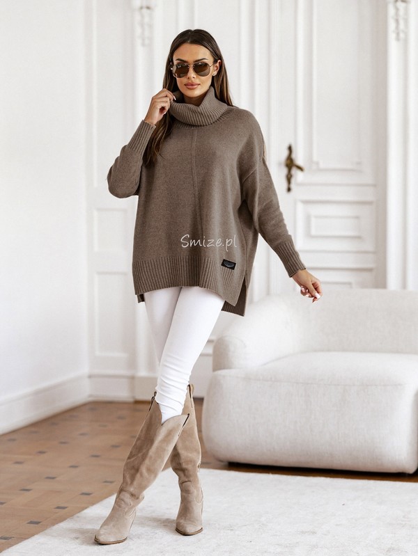 Sweter damski wełniany golf JOSE Madame Sue