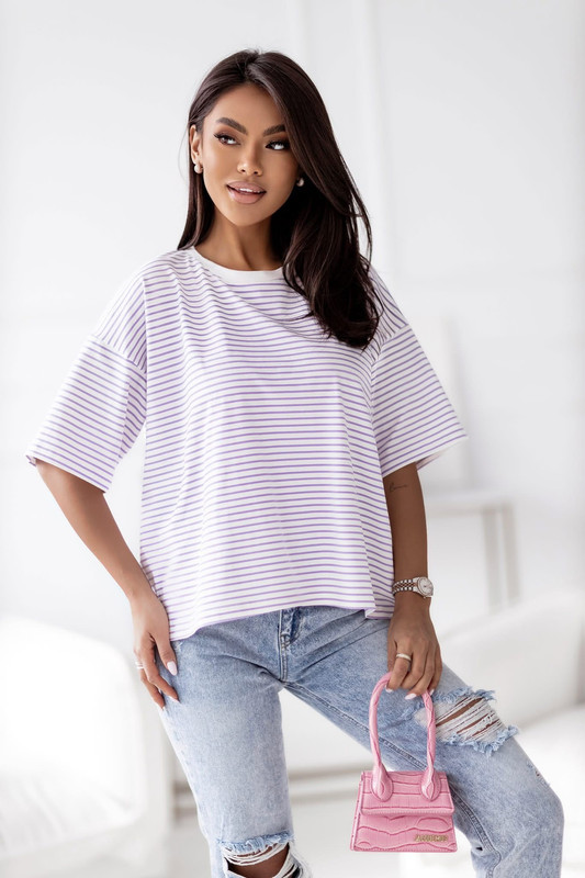 T-shirt oversize w paski Madame Sue