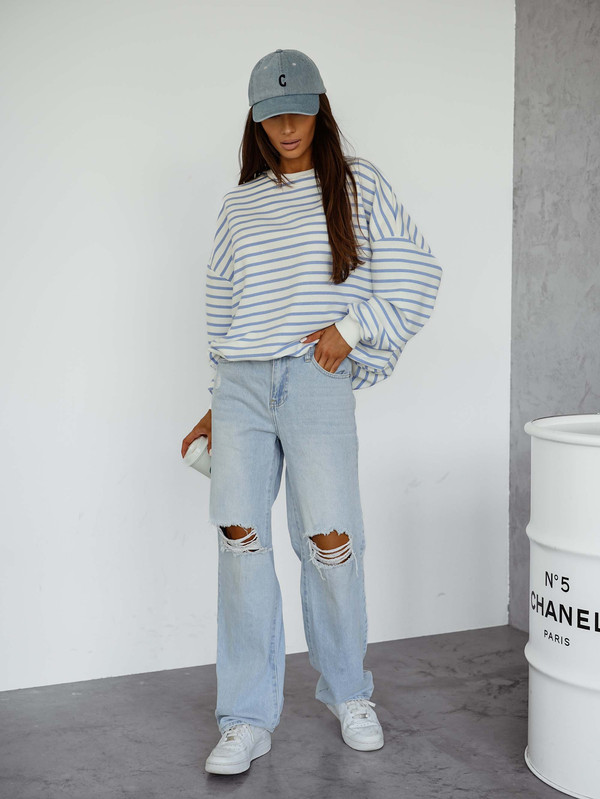 Bluza oversize Stripe w niebieskie paski