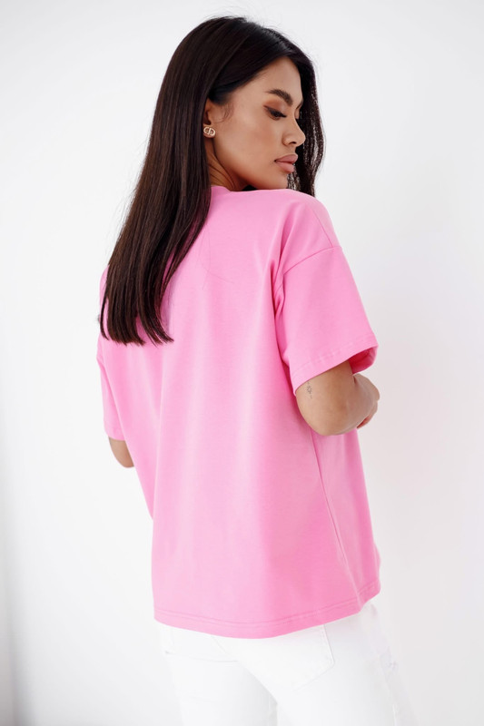 T-shirt gładki różowy Madame Sue