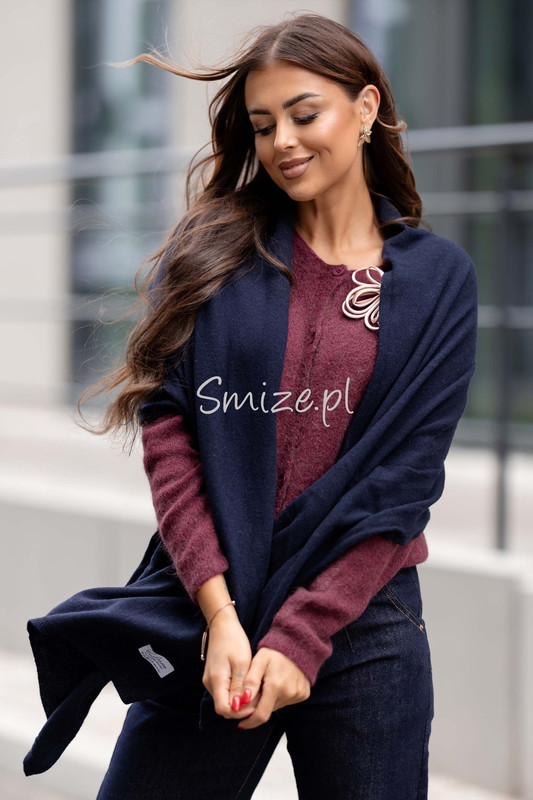 Szal kaszmirowy granatowy CASHMERE