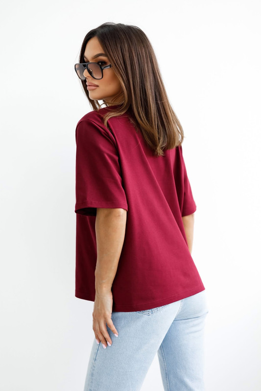 T-shirt basic bordowy Love Story Madame Sue