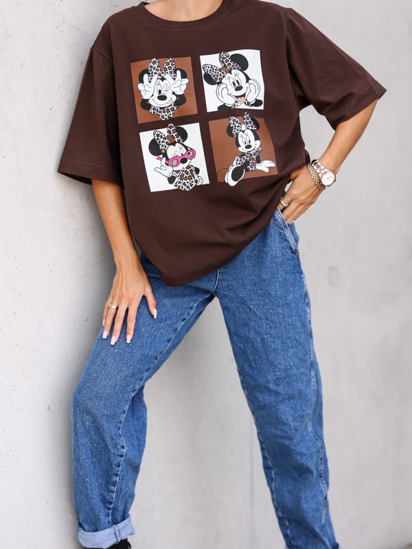 T-shirt UNI Minnie Mouse, czekoladowy
