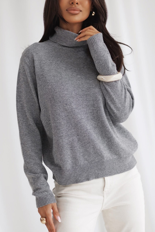 Sweter damski z golfem z dodatkiem kaszmiru Madame Sue